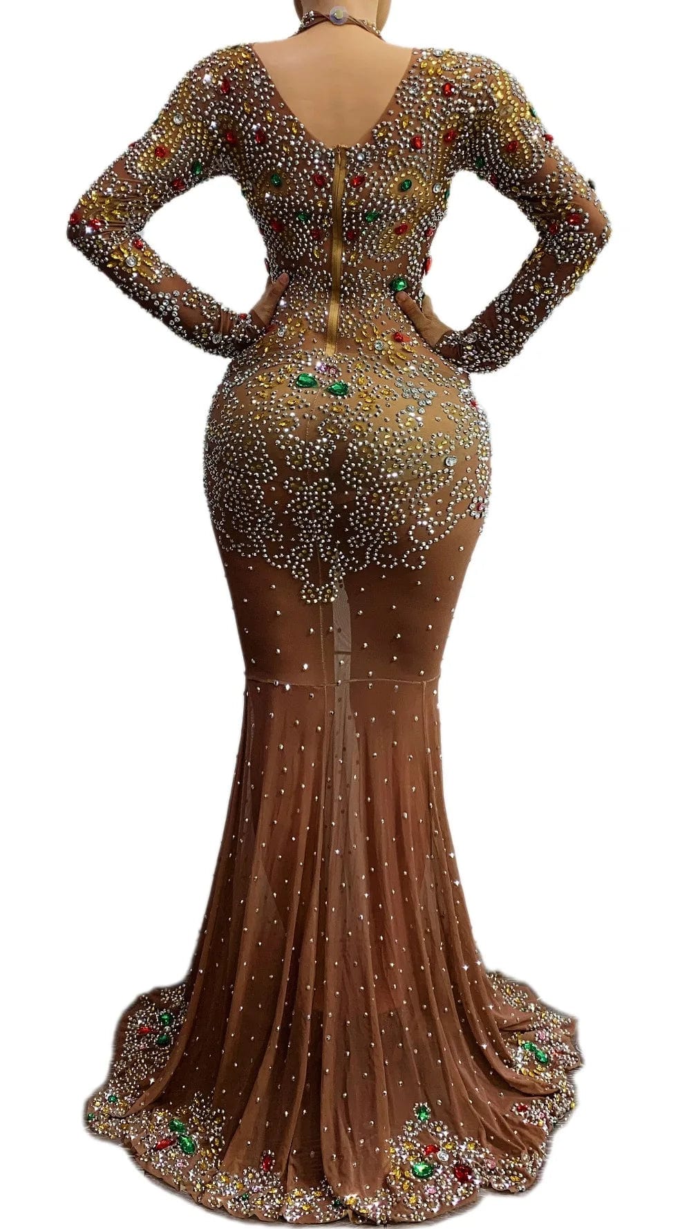 NOVANCE Y1752 womens fashion stylish clothing Elegant Brown Dazzling Jewel Fishtail wedding dress princess frock for black women