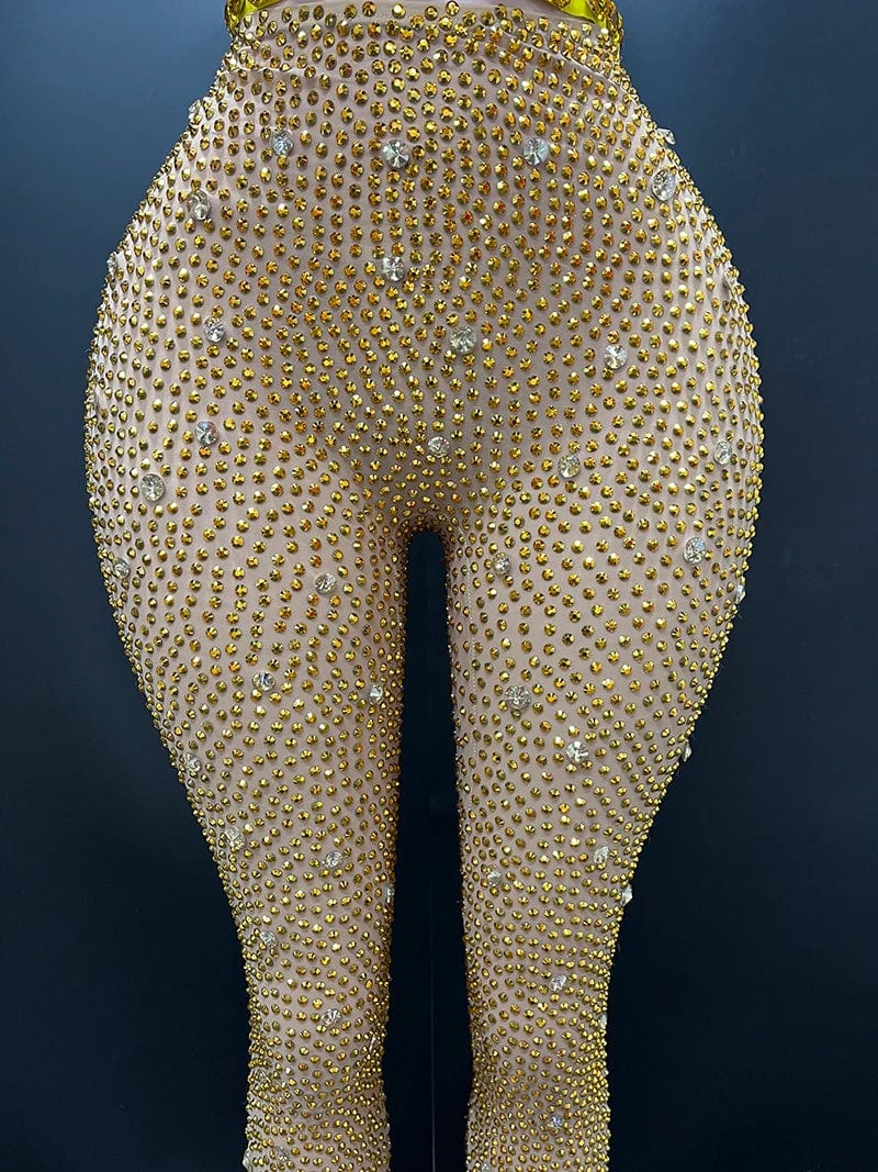 NOVANCE Y3745-D trending dress 2024 new arrival sexy suits for ladies rhinestone strapless crop top  mesh pants for casual