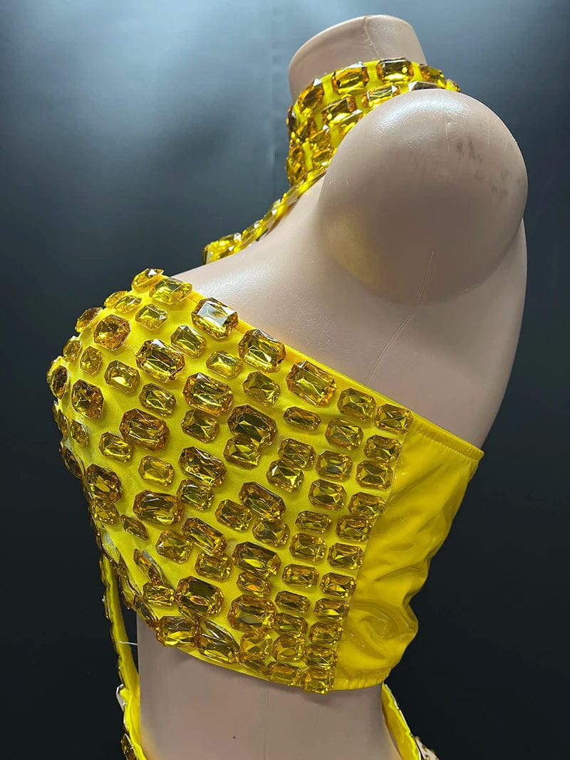 NOVANCE Y3745-D trending dress 2024 new arrival sexy suits for ladies rhinestone strapless crop top  mesh pants for casual