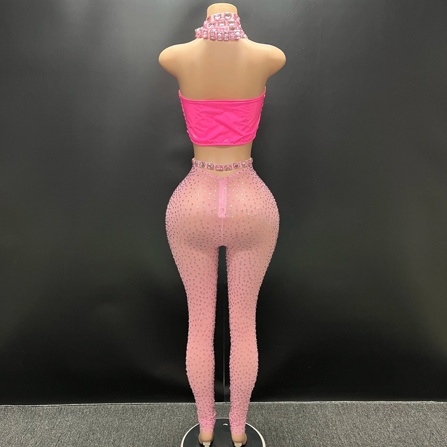 NOVANCE Y3745-E dropshipping productos 2024 rhinestone vest for women bodycon pants sexy mesh see through for causal for club