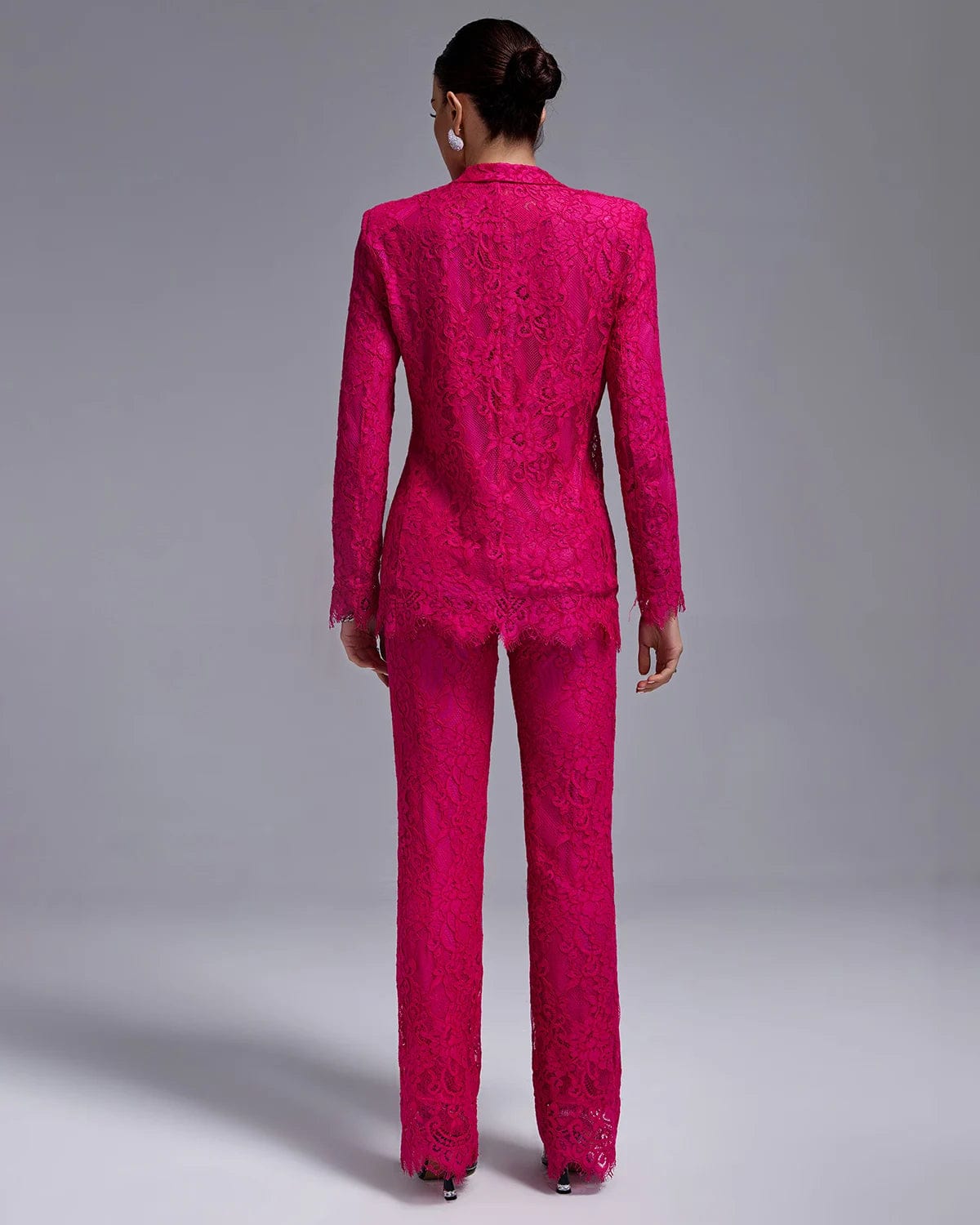 Ocstrade 2024 Spring Fashion Women Suits Set Blazer Lace Transparent Sexy Crop Top Single Breast Blazer Three Pieces Suit