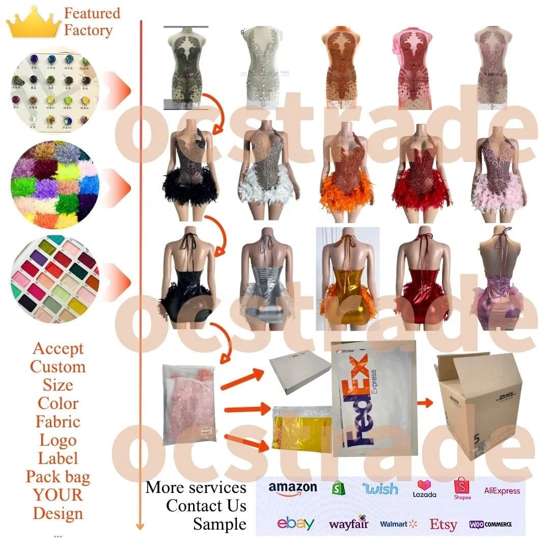 Ocstrade XL Plus Size Women's Evening Prom Dresses 2024 Women Elegant Custom Gold Rhinestone Orange Maxi Prom Dress Romantic