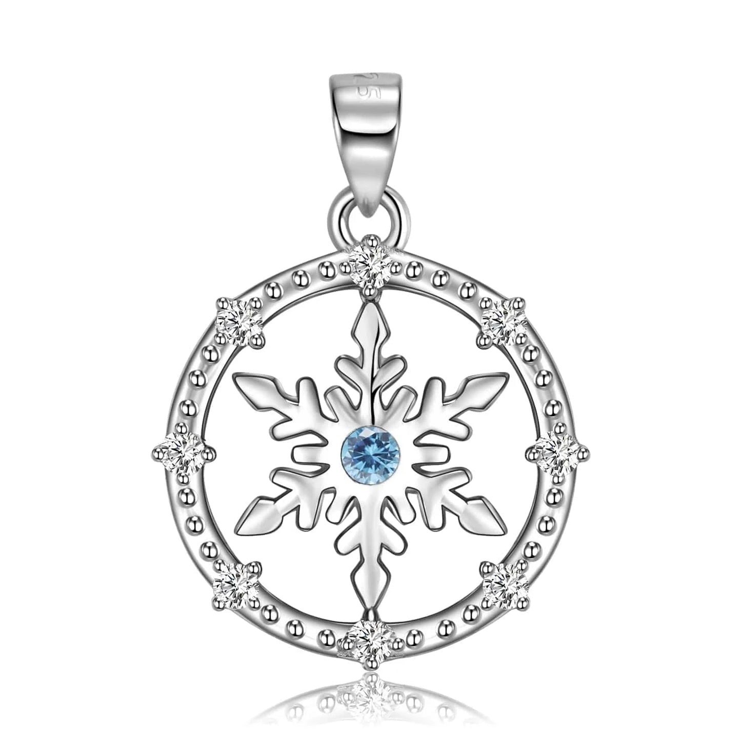 ODPNC0076 Snowflakes Pendant Necklace 925 Sterling Silver Bow-Knot Bell Heart Pendant for Women Necklaces Jewelry Making Christmas Gifts