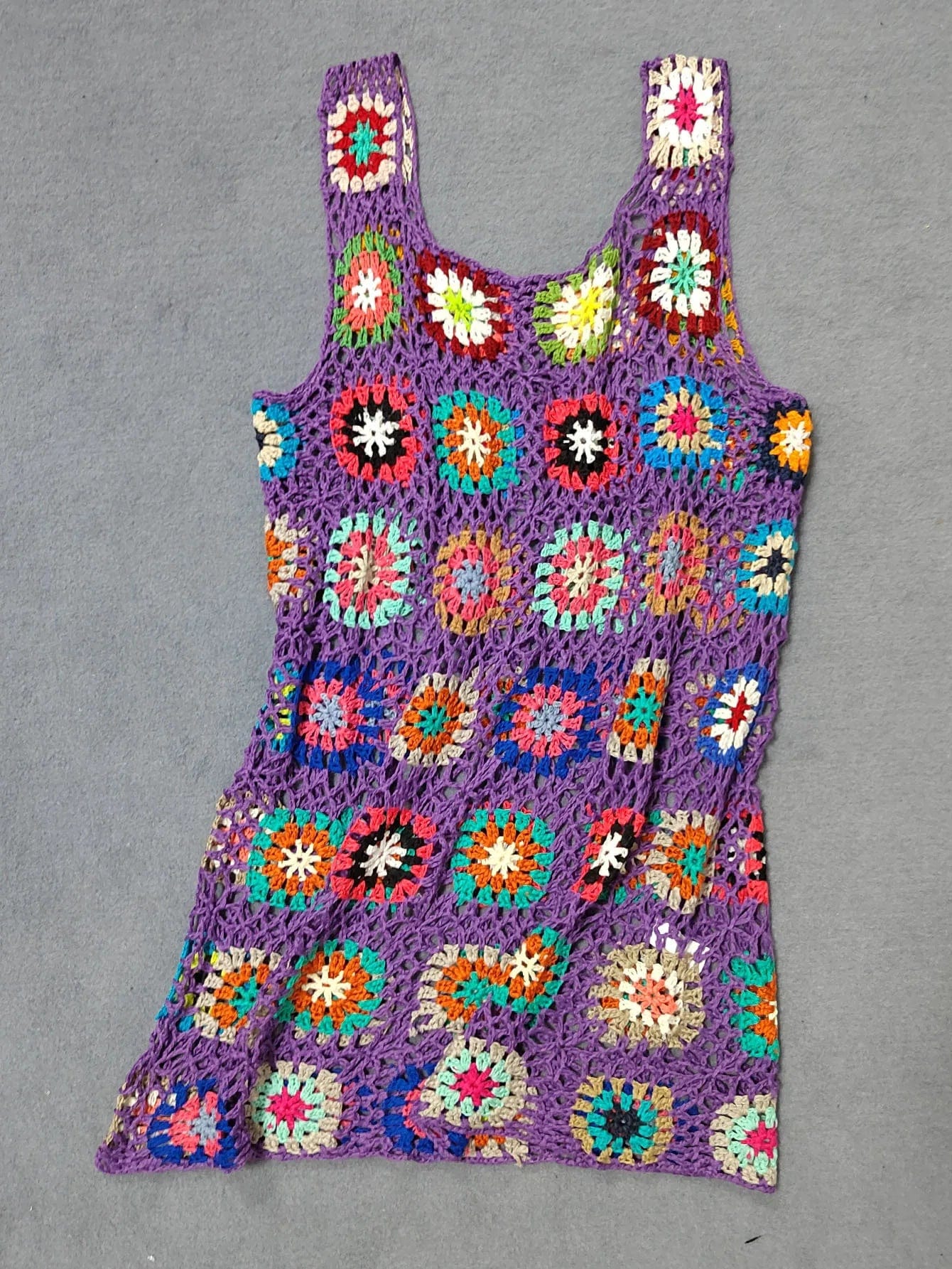 Oem Coverups Women Beachwear Flower Bohemian Beach Cover Ups Loose Knit Crochet Cover Up Swimwear Beach Dress 2024 Vocation