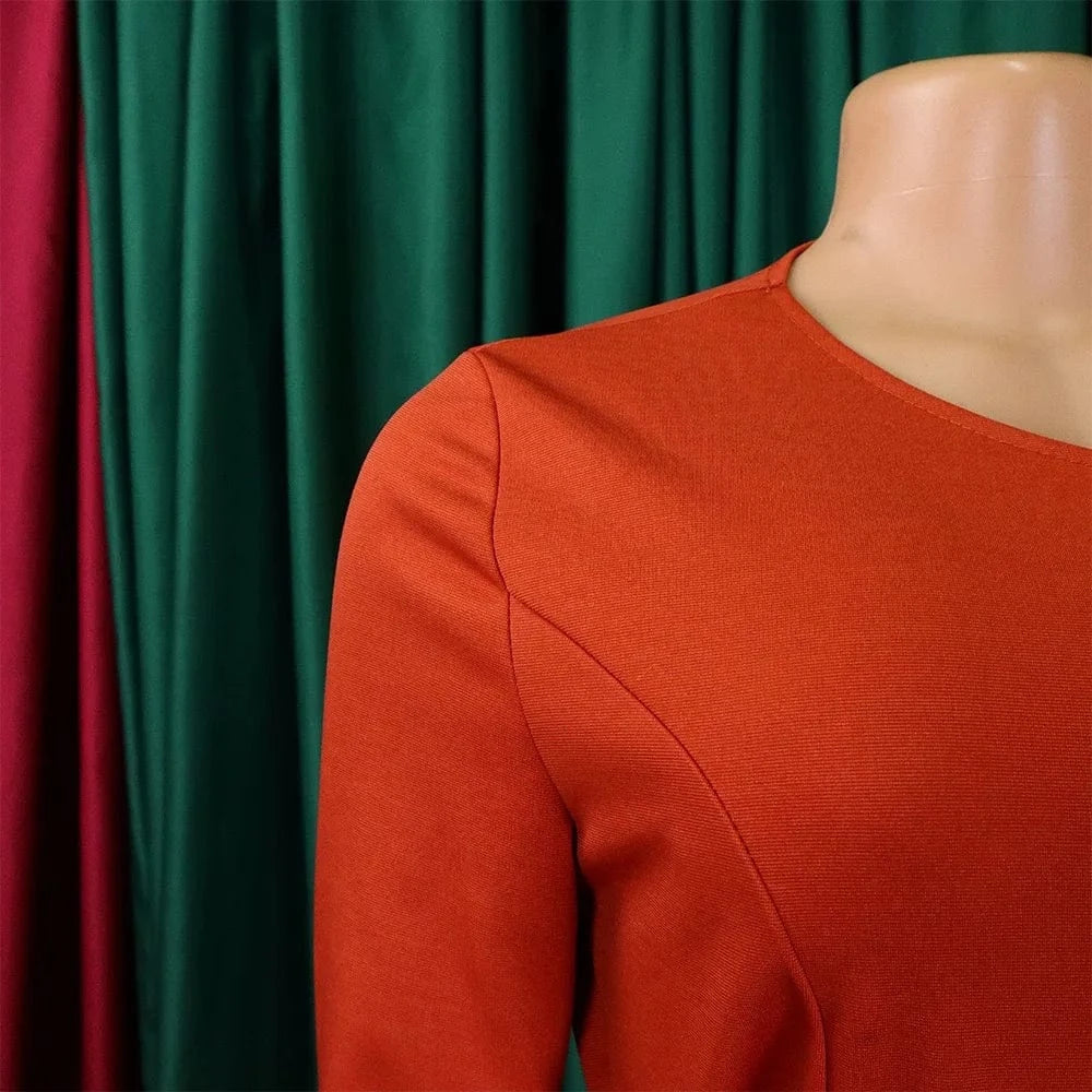 Office Dresses for Woman 2024 New Skew Collar Full Sleeve Sashes Sheath Package Hips Mid Calf Professional Business Work Dress