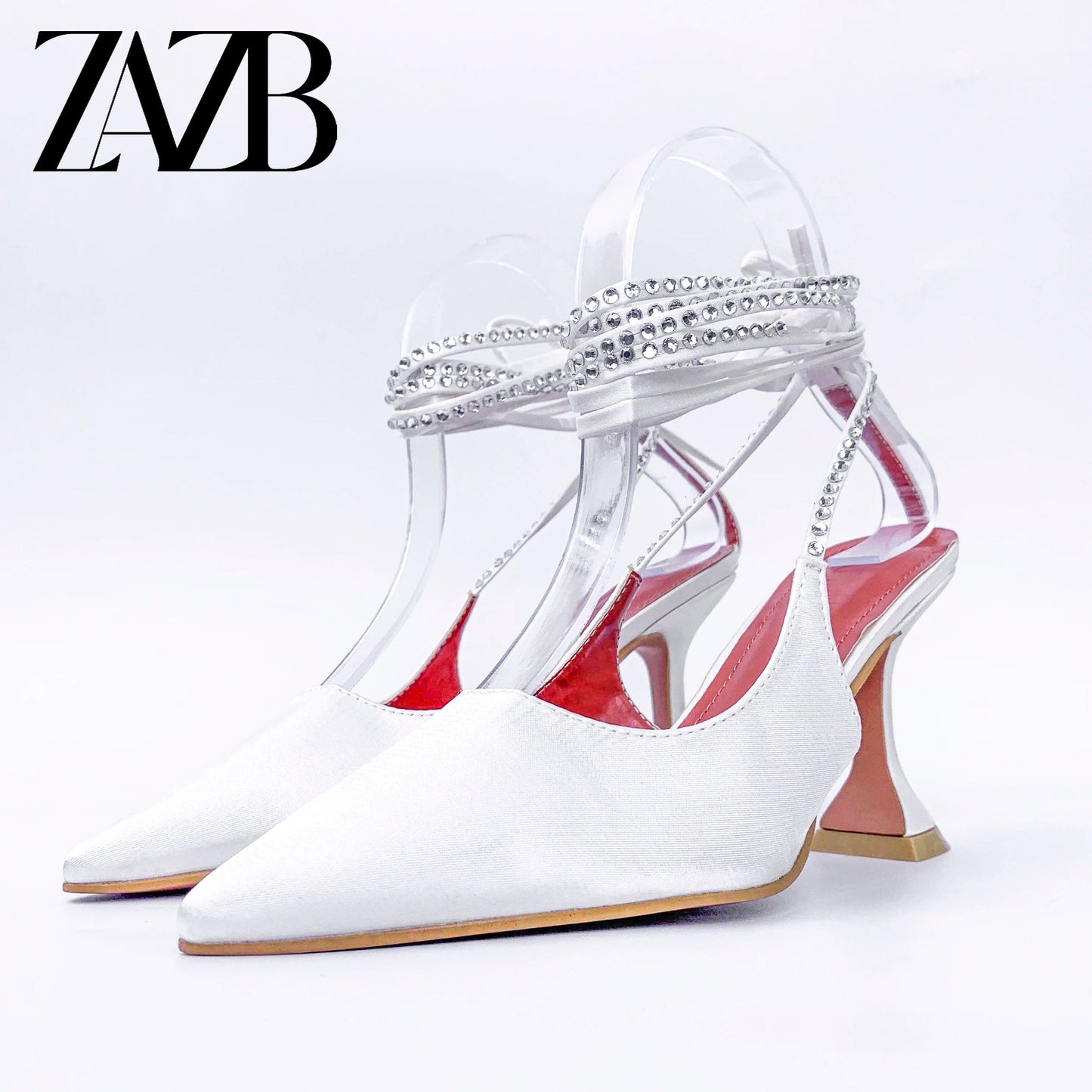 Office formal Pointed head cross belt women high heel shoes designer famous brands stiletto heels Open toe Dress Sandal
