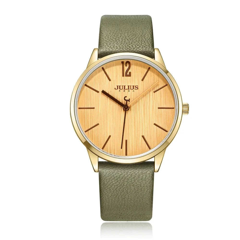 Olive Julius Lady Women's Watch Japan Quartz Elegant Classic Fashion Simple Hours Bracelet Real Leather Girl Birthday Gift No Box