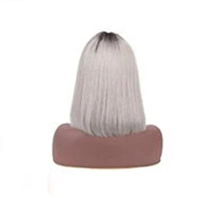 Ombre 1b Silver / 12 Inches Machine Made Wig Vendor YesWigs Wholesale Bob 10 12 Inch Colorful Hair Wig 4x4 Closure Swiss Lace 150% Density 613 Blonde Bob