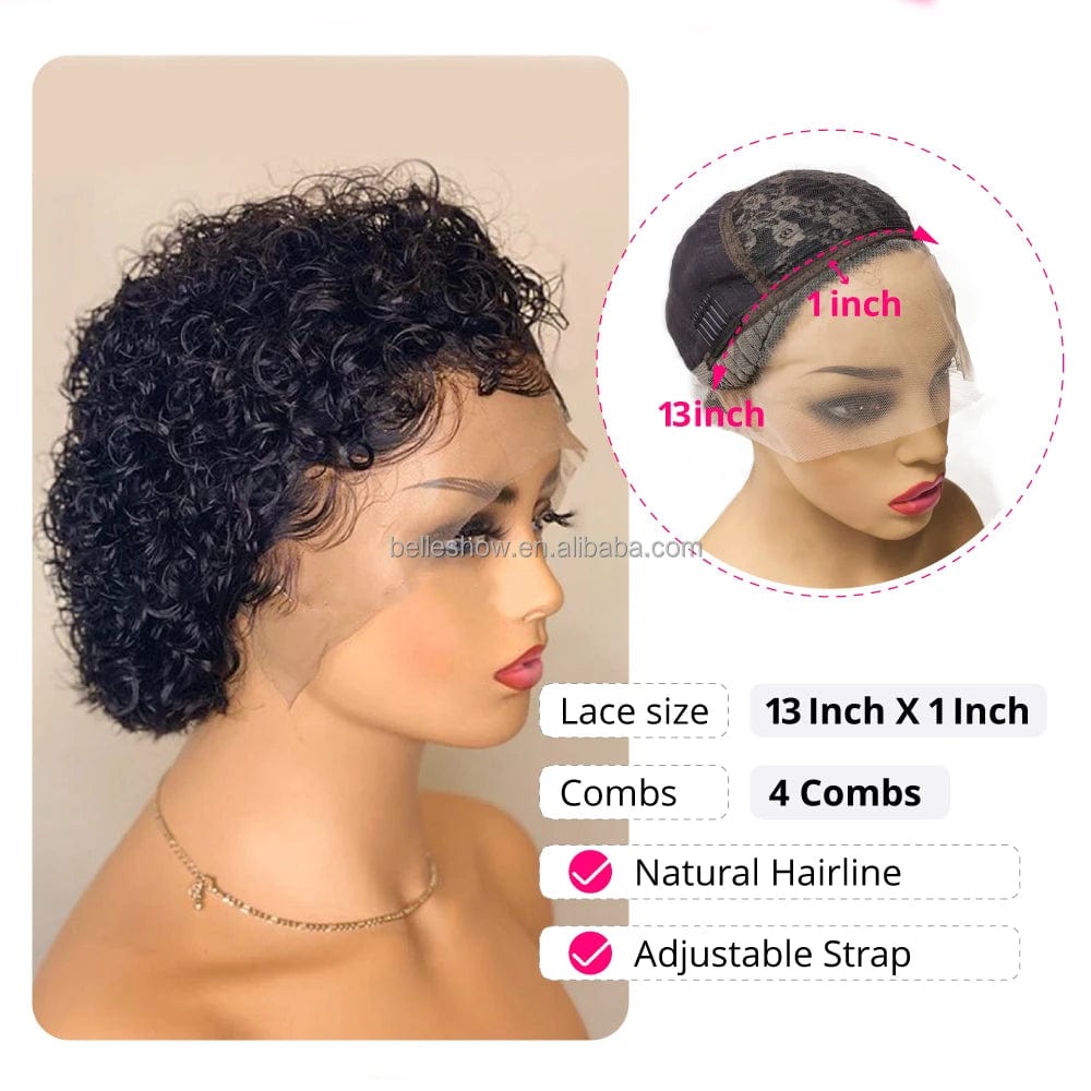 Ombre Honey Blonde Pixie Cut Bob Human Hair Wigs Short Kinky Curly Colored Pre Plucked Woman Lace Front Bob 13x1