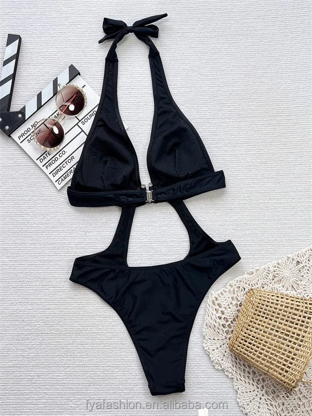 One Piece String Swimwear Hot Girls Sexy Black Hollow Out String Bikini Micro Thong Monokini For Women 2025