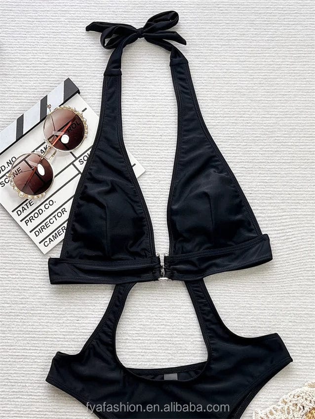 One Piece String Swimwear Hot Girls Sexy Black Hollow Out String Bikini Micro Thong Monokini For Women 2025