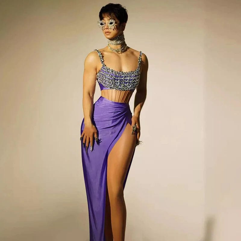 one size / dark purple Novance Y3746 Women's Party Wear 2024 Custom Oem Casual Dresses With Crystals Luxury Bwomens Modest Clothing For Birthday