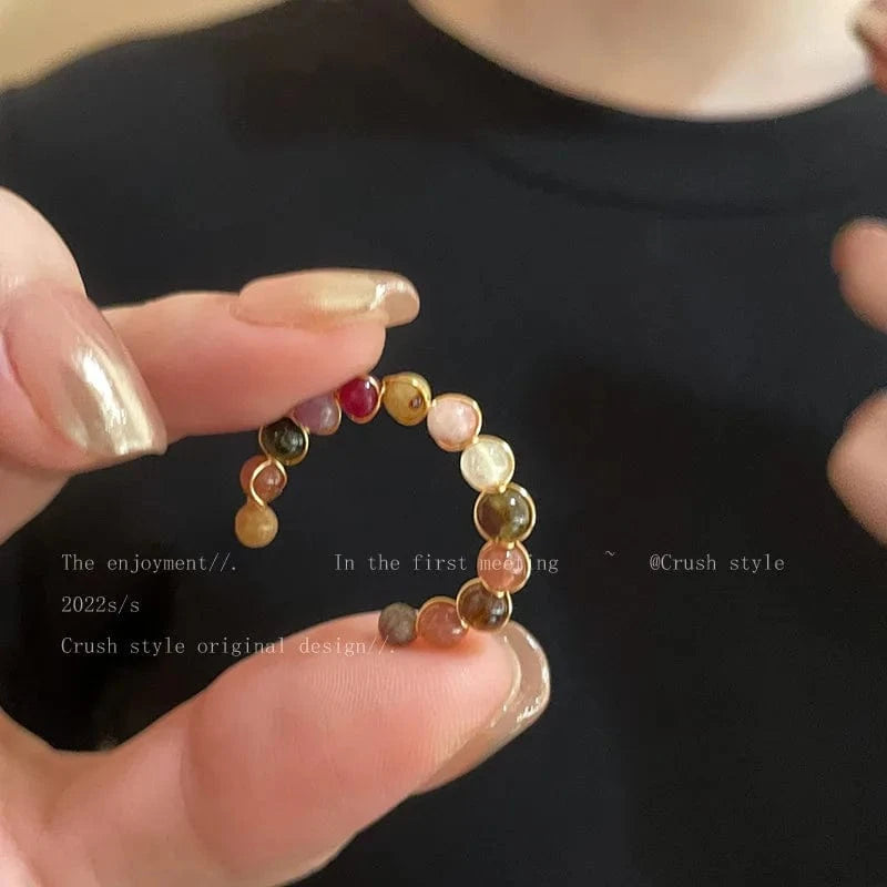 Open / As pic / J827 Luxury Zircon Heart Rings Opening Adjustable Weave Rhinestone Ring Engagement Wedding Jewelry Fashion for Women Girlfriend Gifts
