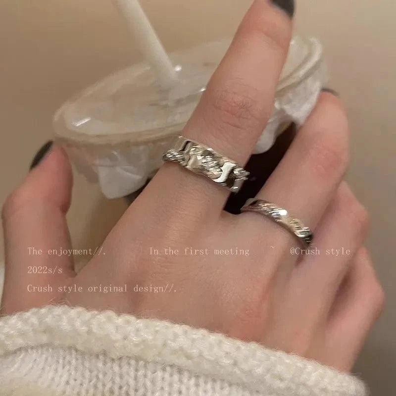 Open / As pic / J830 silver Luxury Zircon Heart Rings Opening Adjustable Weave Rhinestone Ring Engagement Wedding Jewelry Fashion for Women Girlfriend Gifts