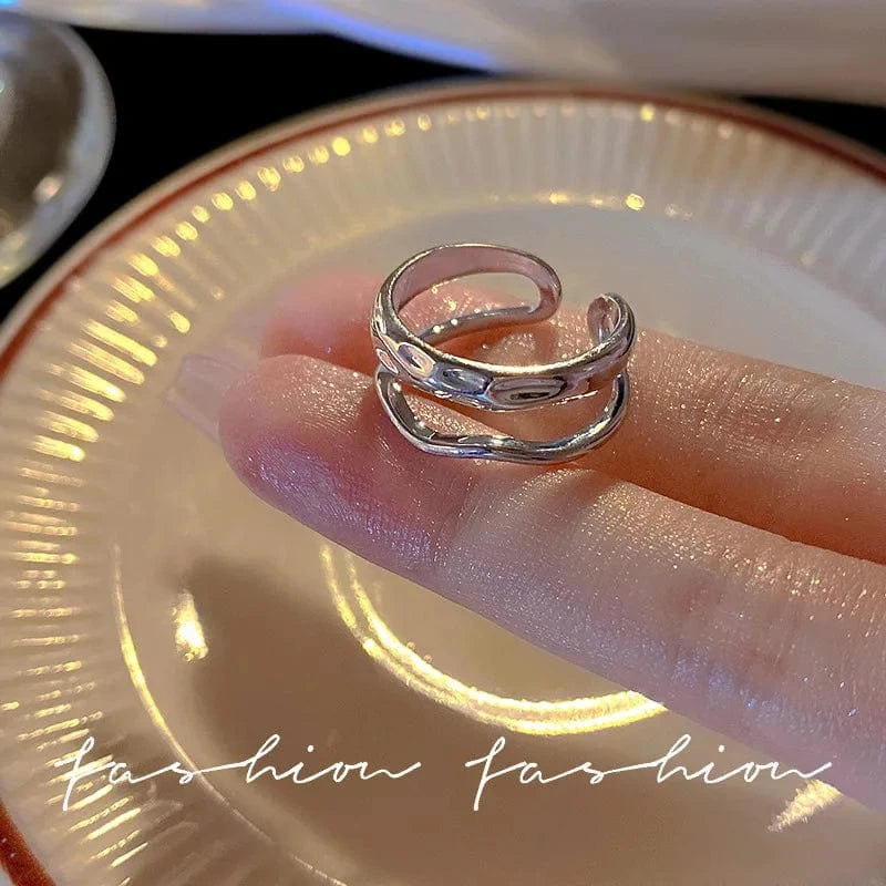 Open / As pic / J842 silver Luxury Zircon Heart Rings Opening Adjustable Weave Rhinestone Ring Engagement Wedding Jewelry Fashion for Women Girlfriend Gifts