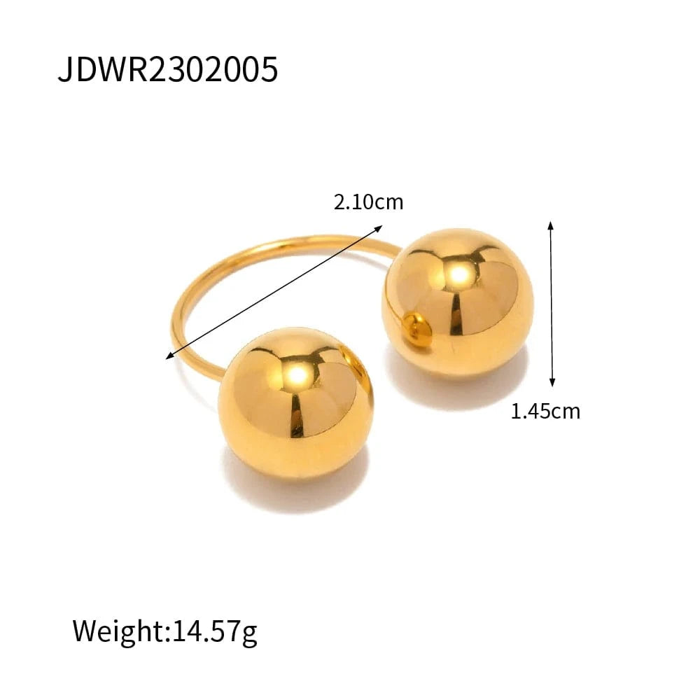 open ring / R1982 R1982 Manufacturer Silver 18K Gold Plated Geometric Ball Minimilist Opening Ring High-quality Drop Jewelry