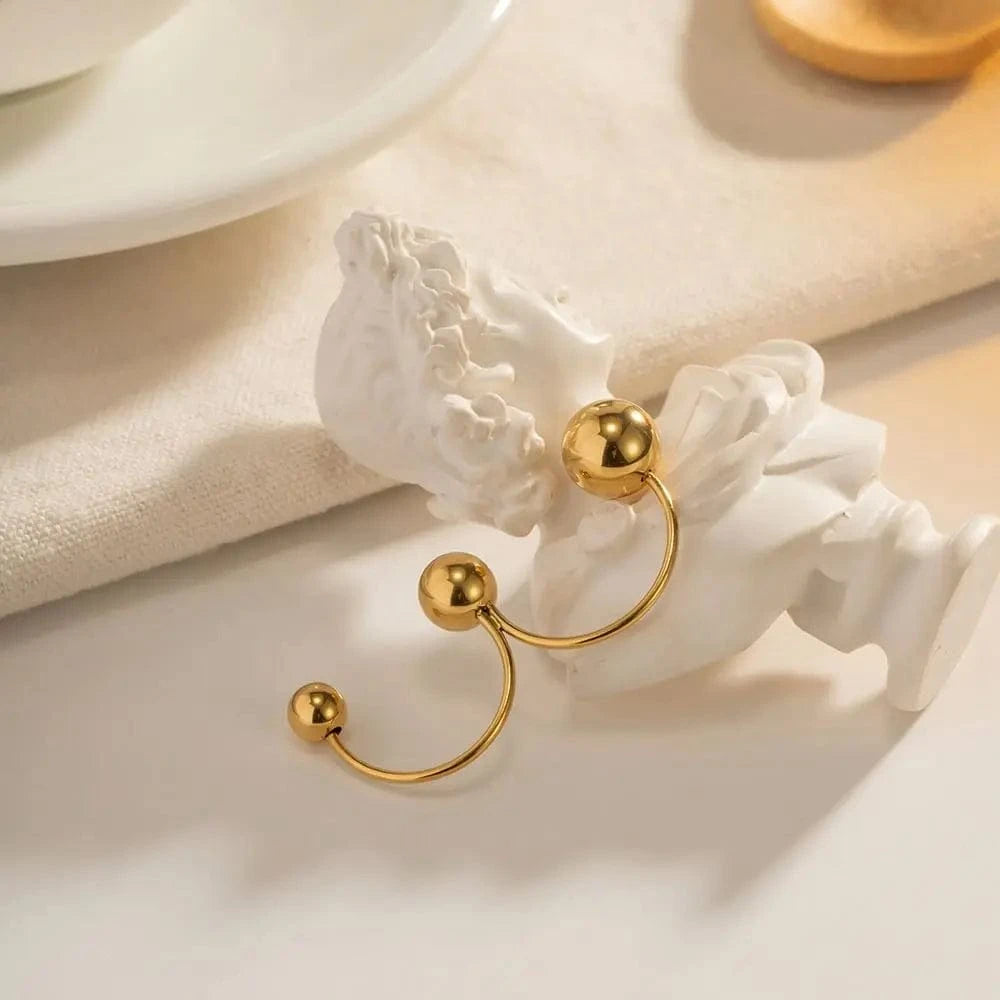 open ring / TRENDY / R1973 R1973 Trendy Minimalist Ball Design Geometric Waterproof 18K Gold Plated Finger Ring Jewelry For Women