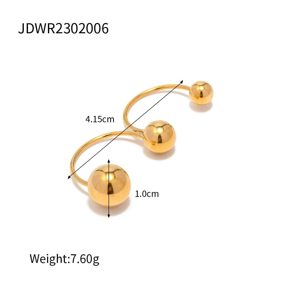 open ring / TRENDY / R1973 R1973 Trendy Minimalist Ball Design Geometric Waterproof 18K Gold Plated Finger Ring Jewelry For Women