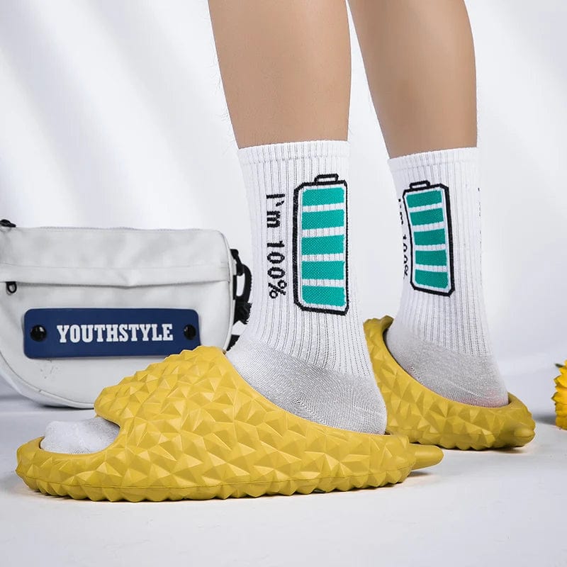 Open Toe Fruit Summer Beach Men Funny Durian Memory Foam Slippers Outdoor Sandals for Women