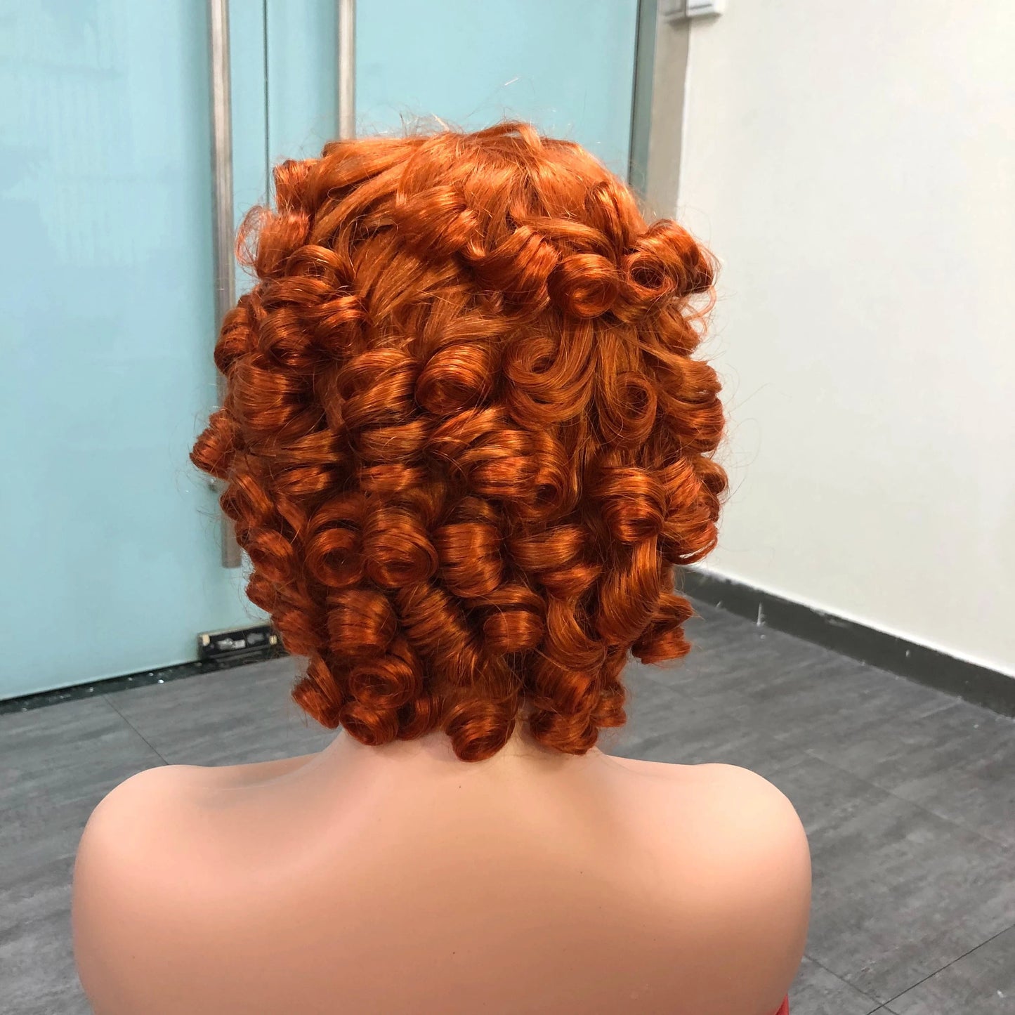 Orange / 8 Inches Hot Selling Orange Color Short Curly Hair Indian Virgin Human Hair