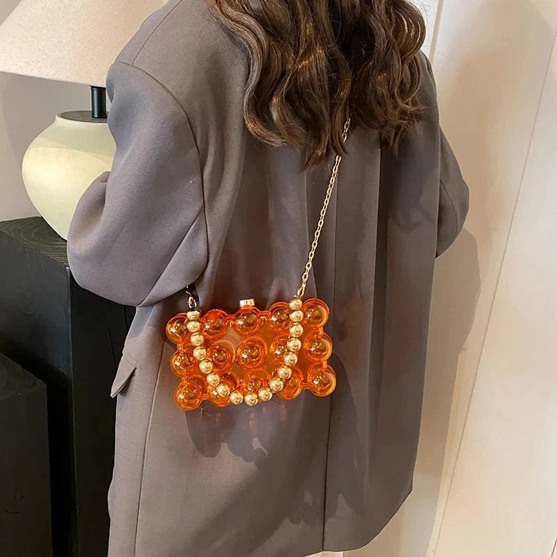 orange New Fashion women Handbags pvc hand square box Light Lady Tote Bags Lady Design Purses For Females