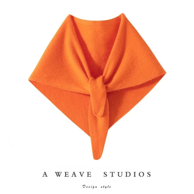 Orange / One Size CHICUU Women 100% Cashmere Scarf Spring Autumn Triangular Scarf Cashmere Knitwear Luxury Grace Simple Style Scarf Pure Color