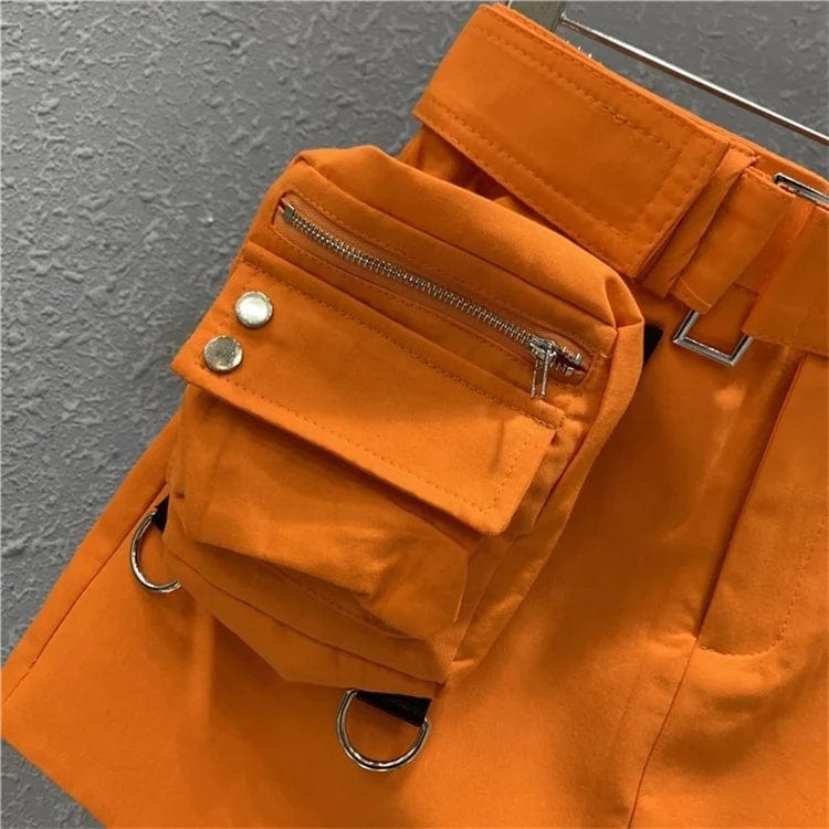 Orange Skirt Women 2024 Summer New High Waist Casual Sports Skirts Sexy A- Line Short Skirt Femme With Belt