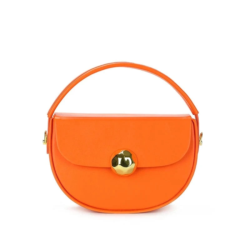 Orange Women's Luxury Bag Top Handle Half Moon Box Clutch Handbags Fashion Bags for Ladies Girls 2024