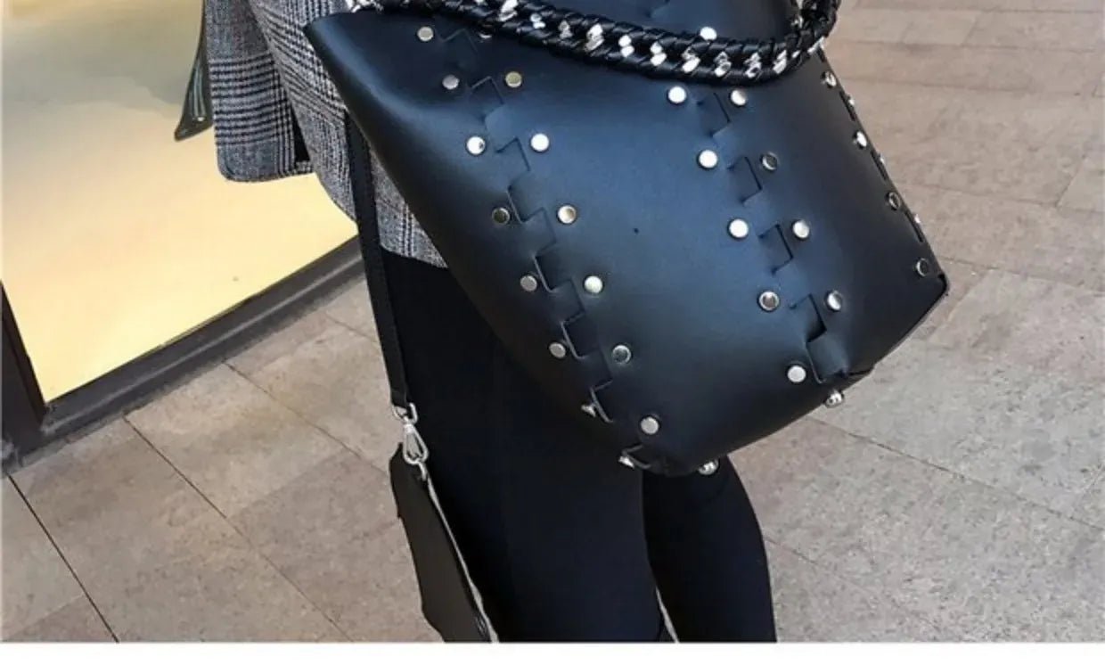 Original Brand Chain Bucket Bag New Handbag Rivet Shoulder Bags for Women Сумка Женская - SN Wigs & More