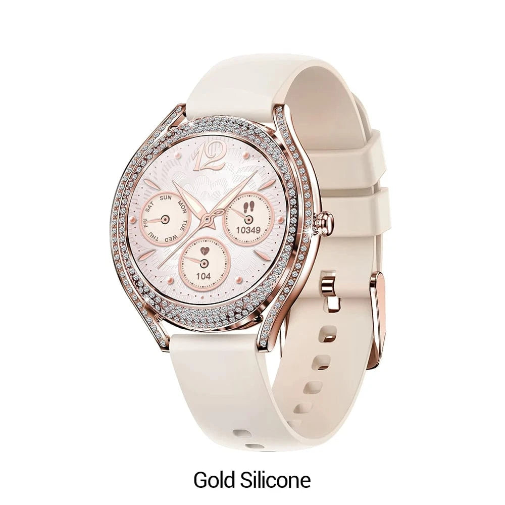 Original Smart Watch V66 / Gold Silicone 2024 New Arrival Smart Watch V66 Reloj Inteligente Smart Watch AMOLED BT Calling Smart Watch for Women Ladies