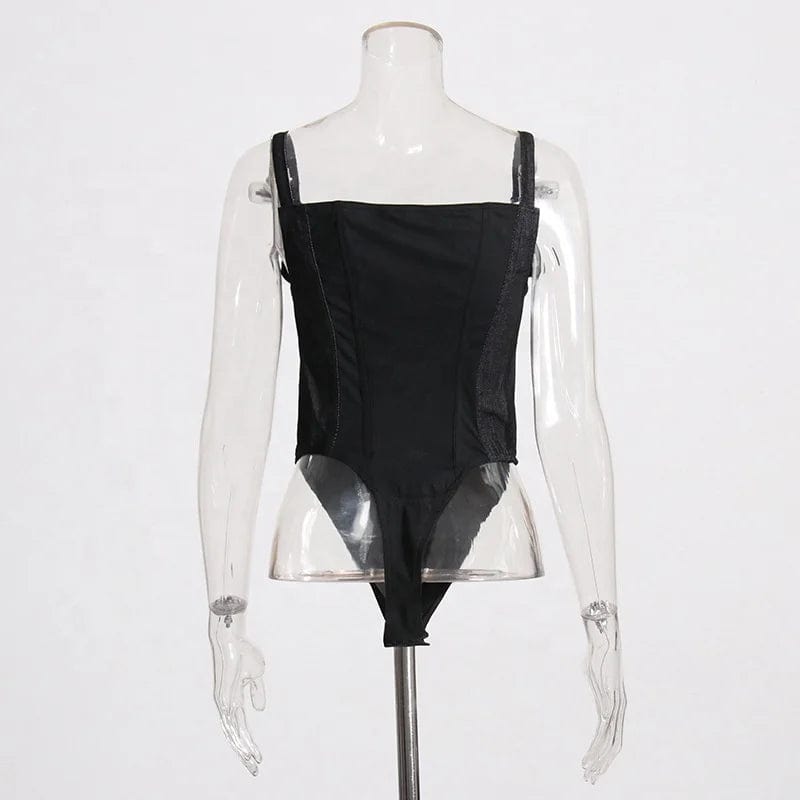 OUDINA 2024 Fashion Bodysuits For Women Square Collar Front Zipper Women's Denim Jumpsuit Womens Bodysuit