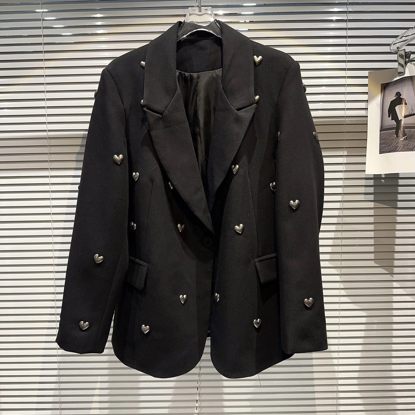 OUDINA 2024 Fashionable Multi-button Combination Black Loose Oversized Suit Jacket Blazer For Women