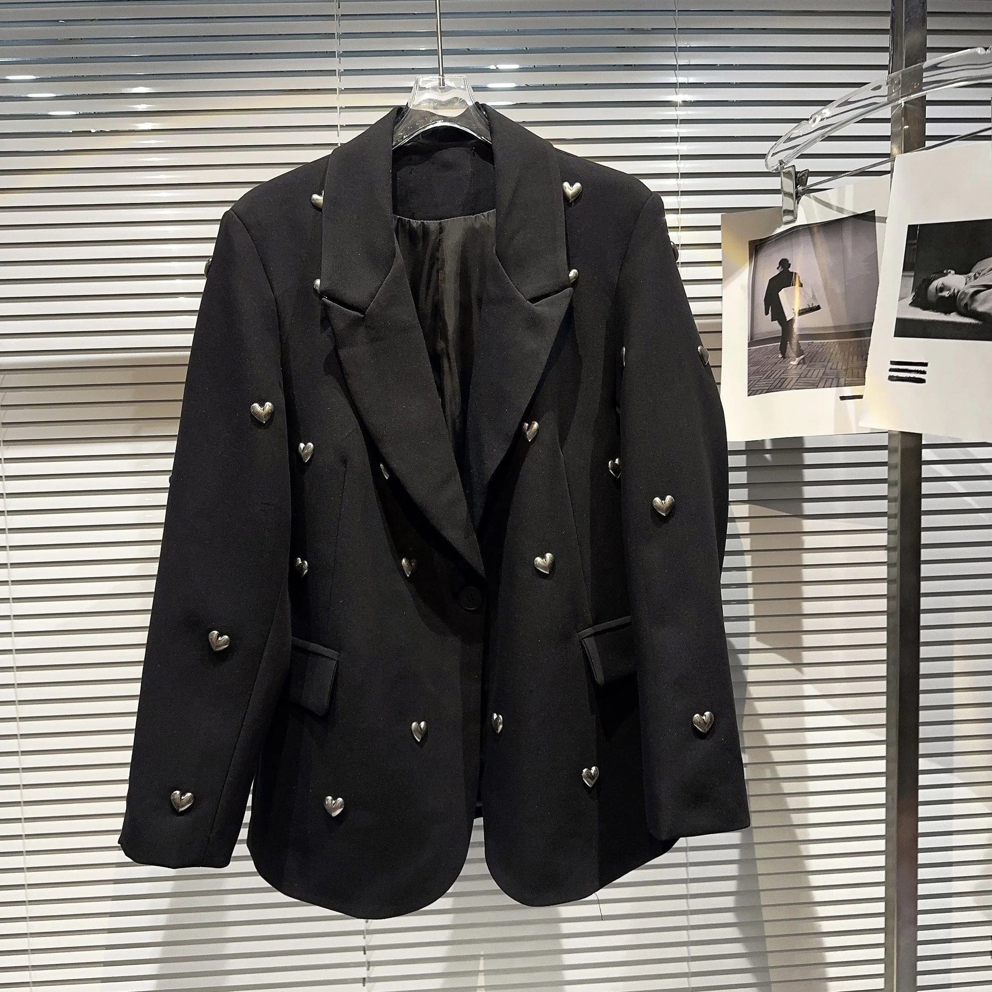 OUDINA 2024 Fashionable Multi-button Combination Black Loose Oversized Suit Jacket Blazer For Women