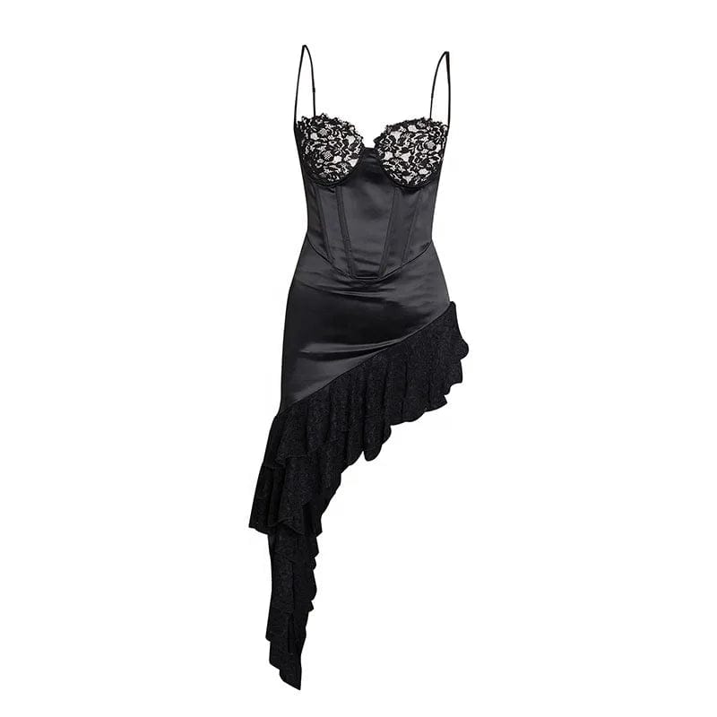 OUDINA 2024 Hotselling Ruffle Dress High Slit Tube Top Elegant Evening Pleated Lace Party Dress For Women