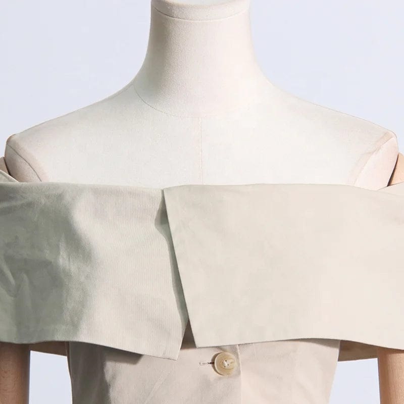 OUDINA 2024 New Style Fashionable Slim Fit Sleeveless One Shoulder Top Design Lapel Suit Waist Women Tops