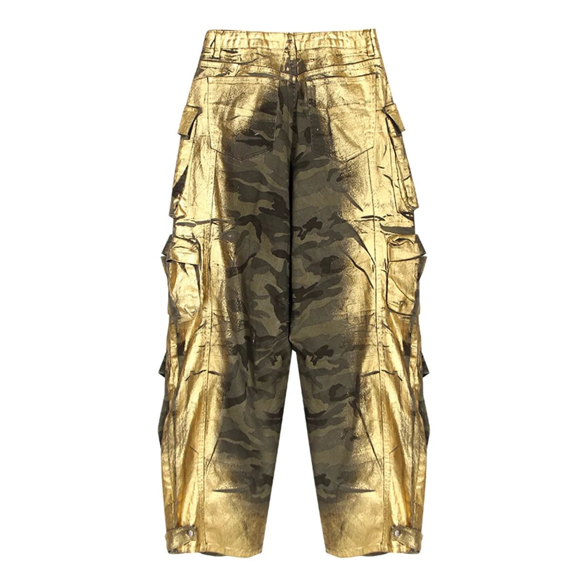 OUDINA 2024 New Trendy Hot Stamping Loose Straight Pants Vintage Multi-pocket Camouflage Boyfriend Women Cargo Jeans