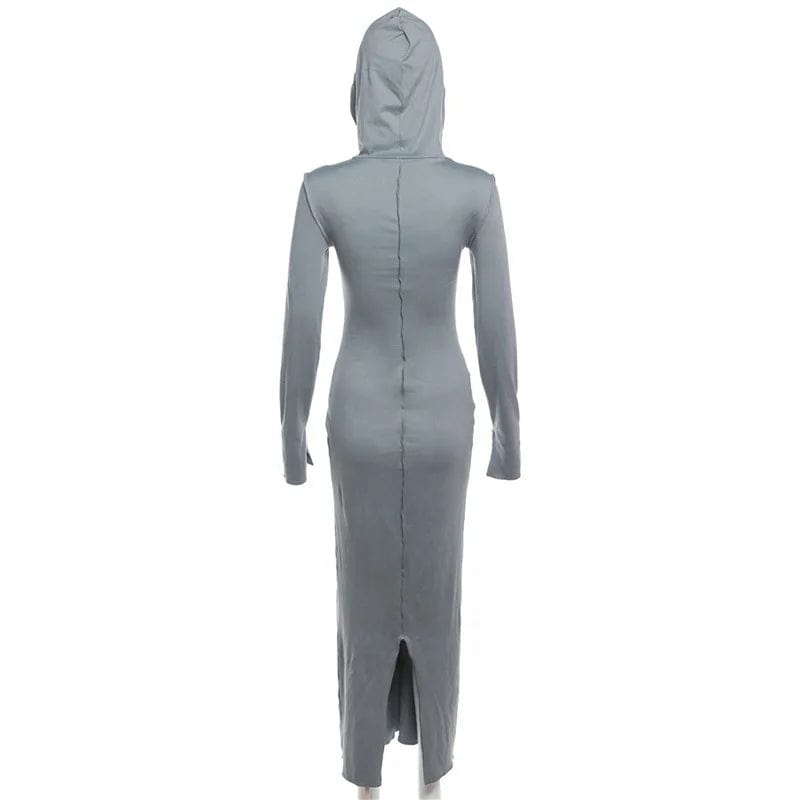 OUDINA 2024 Newly Arrivals Dresses For Women Long Sleeve Hoodie Club Casual Hooded Party Bodycon Dress