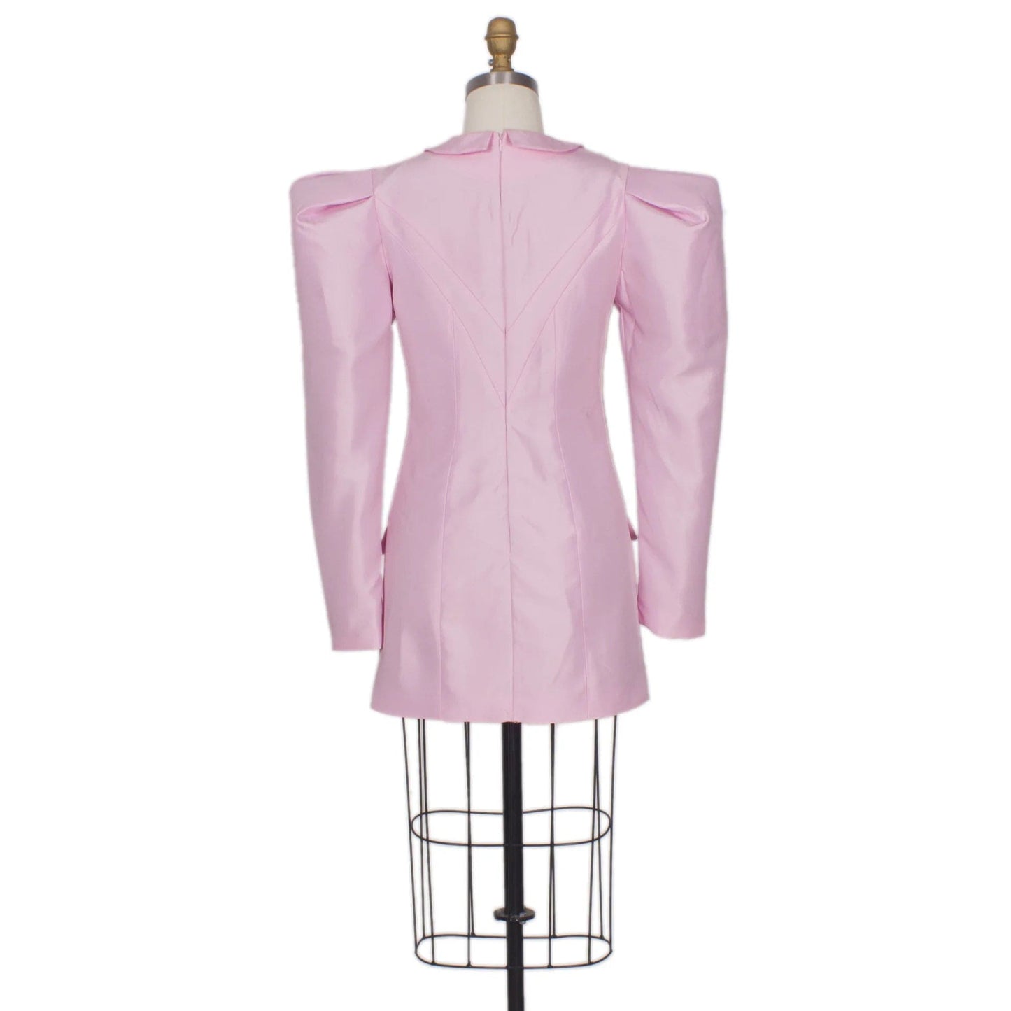 Oudina Hot Sale Fashion V-neck Design Sense Long Sleeve Jacket Women Pink Blazer Dress