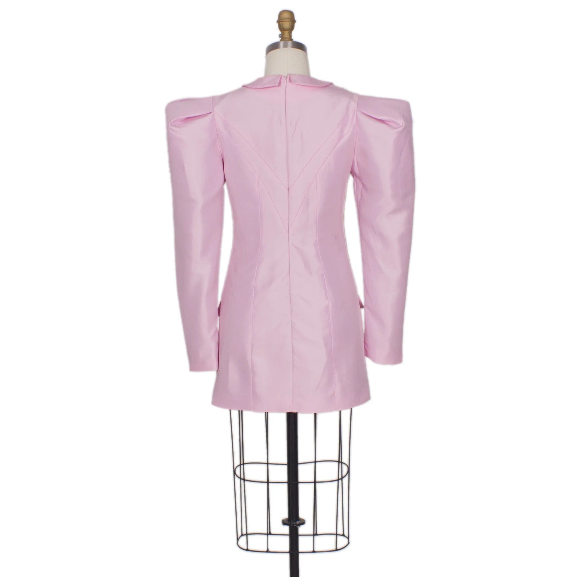 Oudina Hot Sale Fashion V-neck Design Sense Long Sleeve Jacket Women Pink Blazer Dress