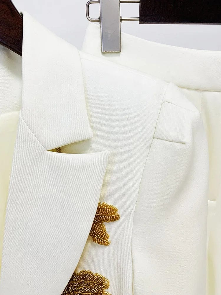 OUDINA In Stock 2024 Fashion New Formal Beading Single Button Suit Pants Set Business Suits For Women Sets Two Piece