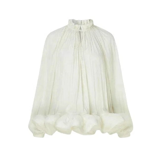 OUDINA New Women's Fashionable Casual Long Sleeve Diamond Chain Crop Tops Shirt Blouse Women