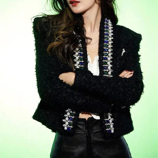 OUDINA OEM Customized Fashion Off Shoulder Waist Retraction Suits Blazer Femme Elegant Blazers Ladies Women