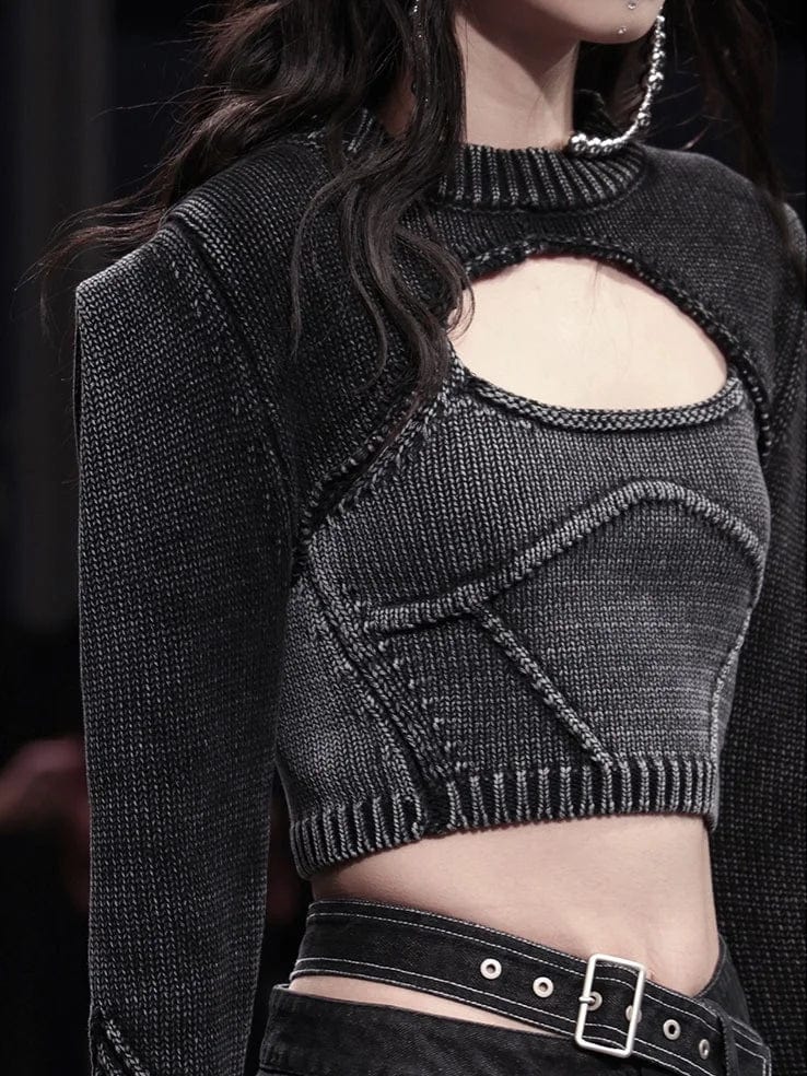 OUDINA Trendy 2024 New Pullover Women Knitted Sweater Two Piece Set Slim Distressed Latest Ladies Sweater Design