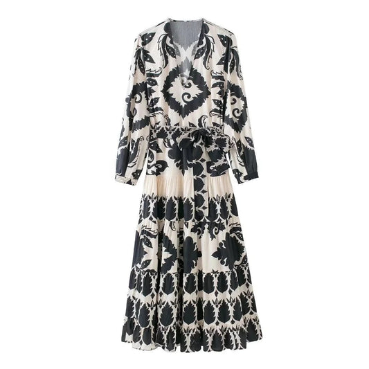 OUDINA Wholesale New Products Casual Loose African Women Dresses 2022 Long Sleeve Printed Dress