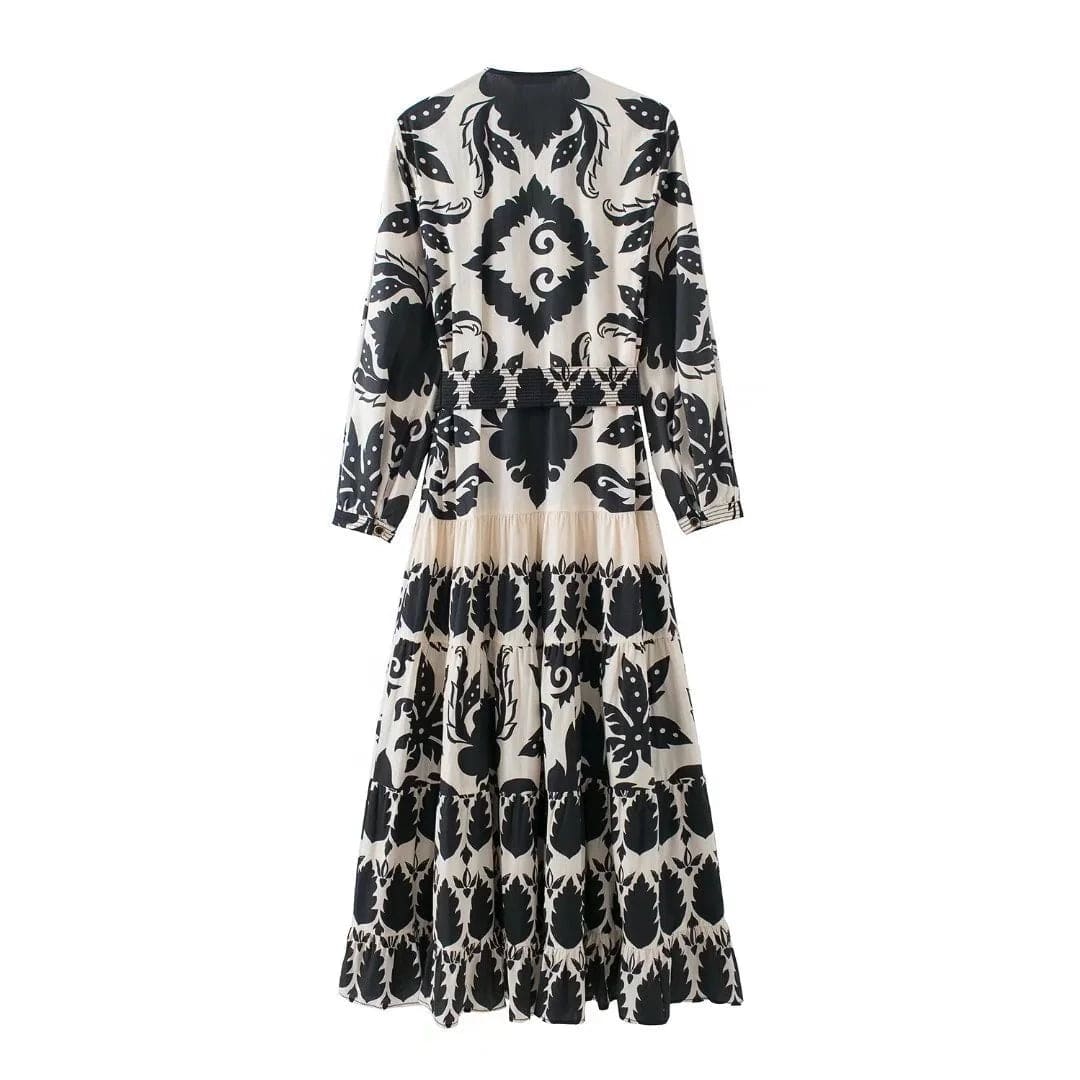 OUDINA Wholesale New Products Casual Loose African Women Dresses 2022 Long Sleeve Printed Dress
