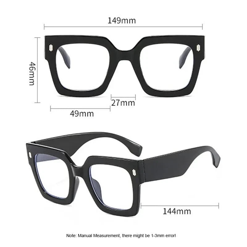 Oversized Transparent Computer Glasses Frame Anti Blue Light Blocking Glasses Large Frame Black Leopard Glasses Clear Lenses