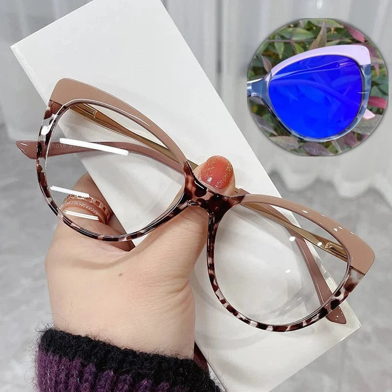 P4 / Cat Eye anti blue light photochromic white gold metal diamond 2024 photogray anti reflection bezel computer women frames for eye glasses