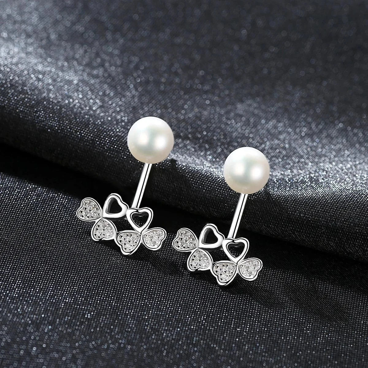 PAG&MAG Women Fine Jewelry 925 Silver Elegant Bow-Knot Pendant Freshwater Natural Pearl Stud Earrings