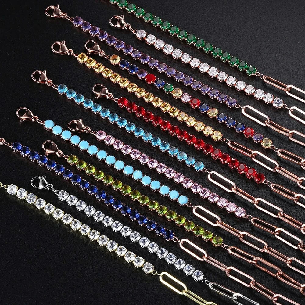 Paper Clip Chain Tennis Bracelet Women Asymmetric Kpop Hand Bracelets Zircon Y2k Accessories Luxury Designer Jewelry Gift LAMOON