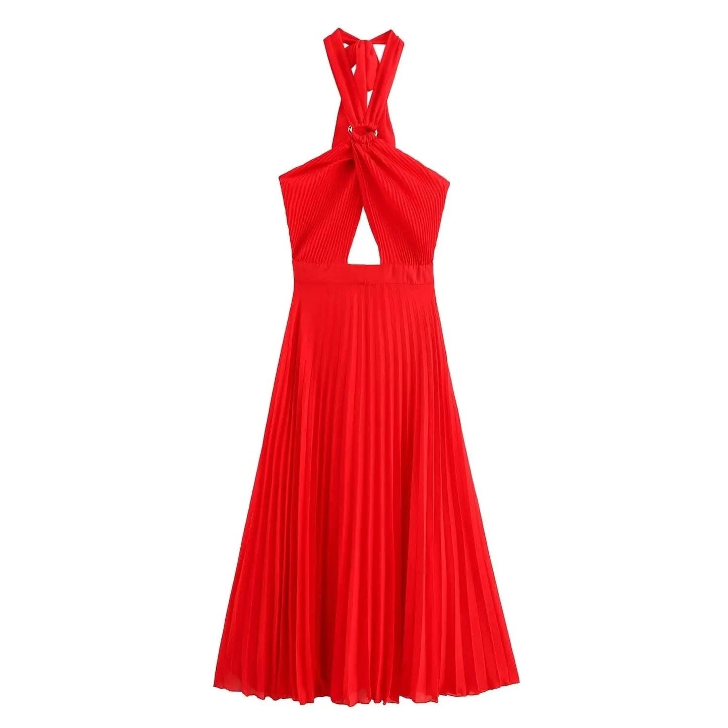 PB&ZA Women 2024 summer New Chic Fashion Small pleated collar Dress Vintage Sleeveless Female Dresses Vestidos robe Mujer